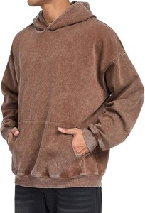 เสื้อฮู้ดดี้ผู้ชายผ้าฟลีซหนานุ่มสไตล์วินเทจฟอกสีแบบแอซิด  ระบายอากาศได้ดี มีกระเป๋า  สไตล์ฮิปฮอป คุณภาพสูง เสื้อผ้าสตรีทแวร์ลำลองสำหรับฤดูหนาว - Product Image 2