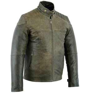 Veste en cuir véritable pour homme, veste de moto classique décontractée personnalisée, veste en cuir de vache vintage, col montant - Product Image 5