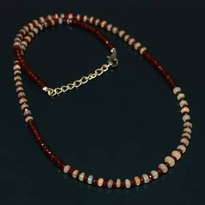 Collar de Cuentas de Ópalo Etíope, Ópalo de Fuego de Welo, Granate, Cuentas Redondas Facetadas Lisas, Collar de Joyería - Product Image 1