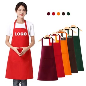 Compre delantales lisos al por mayor con 2 bolsillos Delantal de chef comercial con logotipo personalizado para cocina Restaurante Pintura - Product Image 2