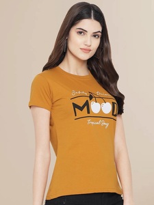 เสื้อยืดคอกลมแขนสั้นสำหรับผู้หญิงผ้าคอตตอน100% ลำลองทรงโอเวอร์ไซส์ XL พิมพ์ลายโลโก้แฟชั่นระบายอากาศได้ตามต้องการสีพื้น - Product Image 5