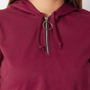 Sweat-shirt à capuche à manches longues avec logo personnalisé pour femmes, haut court thermique décontracté, style Street-Wear pour l'hiver - Product Image 5