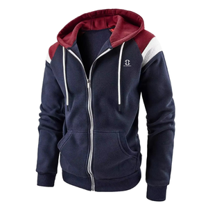 Sweat à capuche zippé en molleton de coton brodé personnalisé pour homme, à manches longues, idéal pour l'hiver et les activités de plein air – Collection Tendance - Product Image 1