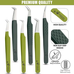 Pince à épiler professionnelle 6 pièces en acier inoxydable Extensions de cils de volume de démarrage avec pointe en fibre pour experts en cils - Product Image 4