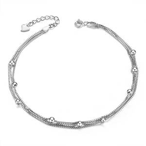 Designer <b>Silver</b> <b>Beaded</b> Layer Anklet Dainty & Elegant 925 <b>Sterling</b> <b>Silver</b> Foot Jewellery for Women and Girls Wear in Wedding's - Product Image 2
