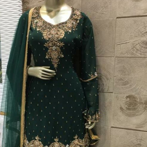 NUEVO INDIO/PAKISTANI BONITO BORDADO TRABAJO EN KURTA, LEHENGA CON VESTIDO DUPATTA PARA Fiesta-desgaste-vestido para Fiesta/Boda = 2023 - Product Image 1