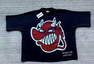 Camiseta recortada de gran tamaño para hombre, Camiseta de algodón pesado con cuello grueso y estampado personalizado con estampado de logotipo - Product Image 2