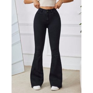 Vaqueros de mujer de moda, corte de bota, casuales, negros, acampanados, elegantes, de tiro alto, estilo callejero, elásticos, tallas 26-40 - Product Image 6