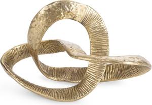 La escultura de metal está hecha de latón y tiene una superficie texturizada. Está diseñada como una escultura pulida moderna abstracta en bucle. - Product Image 3