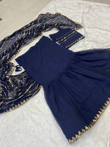 Ethnic Garment Self Designed Party Wear Designer GEORGETTE <strong>Half</strong> and <strong>Half</strong> Embroidered <strong>Saree</strong> with Blouse Indian Women - Product Image 4