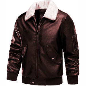 2025 automne hiver jeunesse hommes grande taille en cuir véritable veste col montant avant Logo imperméable coupe-vent haute rue Style - Product Image 4