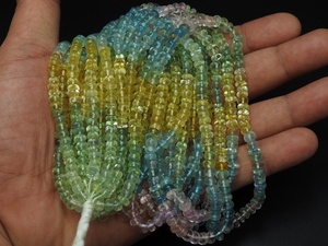 Perles Rondelles Lisses en Pierre Naturelle Aigue-marine Multicolore, Fil de 16 Pouces, 4-5 MM environ, Certifiées par un Certificat Tierce Partie, pour la Fabrication de Bijoux - Product Image 4
