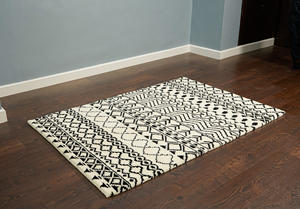 พรมขนแกะขนสัตว์รูปทรงเรขาคณิตทำมือแบบสมัยใหม่ผ้ากำมะหยี่ซักได้ - Product Image 4