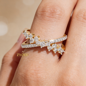 Criss <b>Cross</b> 10K GOLD Lab Diamond <b>Ring</b> Cluster Pave Womens Wedding <b>Ring</b> - Product Image 1