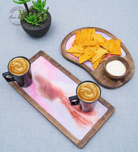<b>Artistic</b> Wooden Tray and Bowl <b>Set</b> with Elegant Resin Inlay for Stylish Serving and Decorative Display - Product Image 2