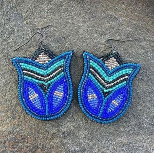 Intricate <b>Threaded</b> Earrings with Seed <b>Bead</b> Detail - Product Image 1