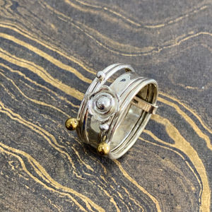 Modern Stylish <b>Silver</b> <b>Stack</b> <b>Ring</b> 4.5 Grams Ball Shape Inlay Technology Plating Craft Perfect Gift - Product Image 1