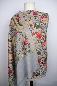 Elegant Hand Embroidered Winter <b>Shawl</b> Soft Pink Kashmiri Wool Solid Pattern Stylish Cozy <b>Wrap</b> Accessory for Women Fashion - Product Image 3