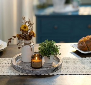 Plateau festonné en bois vieilli - Product Image 1