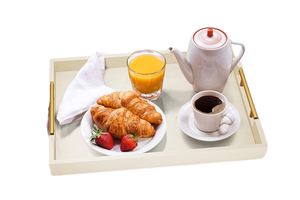 Plateau de service en bois MDF de haute qualité prix de gros forme rectangulaire avec cuir pour hôtel maison ou bureau - Product Image 4