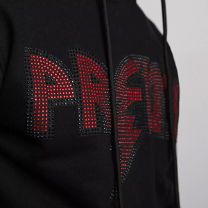 Cotton Blended Rhinestone Hoodies For Men Men's Hoodies Rhinestone Full 100% Cotton Oversize Printing Custom Hoodies - Product Image 4