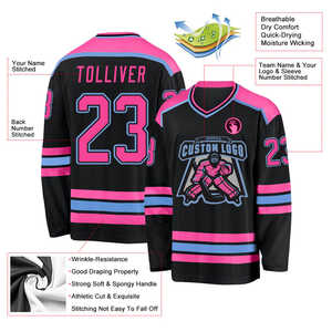 Nouveau produit Logo personnalisé Design Sublimation Hockey Jersey 100% Polyester Rugby Tops avec maillots de hockey sur glace imprimés - Product Image 3