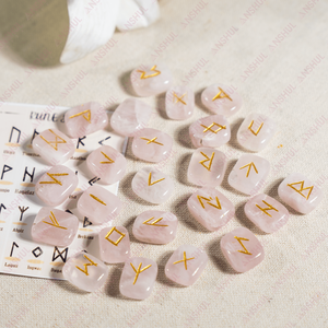 Bulk Selling Rose Quartz Rune <b>Set</b> Natural 25 Pieces Healing <b>Crystal</b> Stones for Meditation Decoration - Product Image 5