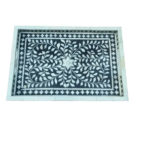 Vintage Promotion Cuisine Accessoires Os Incrustation Plateau Alimentaire Service Petit Déjeuner Plateau De Service Café Thé Plateau De Service - Product Image 2