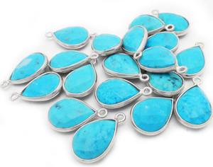 Bisel turquesa colgante forma de pera piedra preciosa facetada encanto piedra natal regalo joyería colgante hecho a mano joyería - Product Image 6