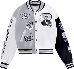 เสื้อแจ็กเก็ตตัวสั้นของผู้ชายแนวสตรีทเสื้อโค้ทฤดูหนาวปักลายบล็อกสีเสื้อโค้ทคอวีลำลองมีกระดุม - Product Image 1