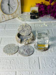 Juego de posavasos de mármol de 6 piezas bellamente hechos a mano, soporte de piedra pintada de alta calidad para decoración religiosa o de cocina de té - Product Image 3