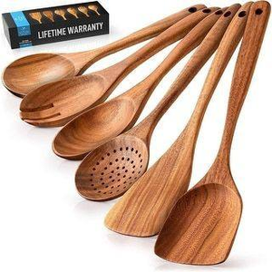 Juego de utensilios de cocina de madera con pulido de espejo de diseño japonés moderno mejor valorado, cuchara para servir hecha a mano, utensilios de espátula de Crescent Crafts - Product Image 2