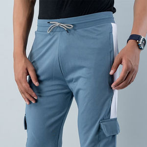 Custom Men's Mid Baggy Sweatpants High Distressed Wide Leg for <b>Raw</b> Hem French Terry <b>Cotton</b> Jogger Pants Striped 100% <b>Cotton</b> - Product Image 5