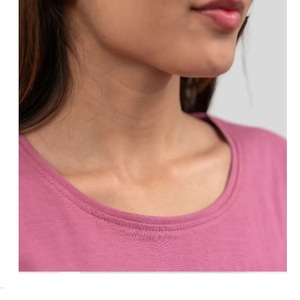 Camiseta Informal Personalizada para Mujer, de Algodón Transpirable, Holgada, con Hombros Caídos, Corta, Directo de Bangladés - Product Image 6