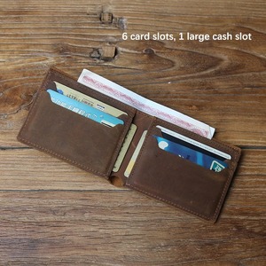 Cartera de cuero genuino italiano personalizada de lujo para hombres cierre plegable corto RFID característica bordado cuero curtido vegetal - Product Image 6