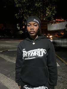 เสื้อฮู้ดสไตล์ย้อนยุคสำหรับผู้ชายและผู้หญิงเสื้อมีฮู้ดแบบมีซิปปักลายสไตล์สตรีทแวร์สีดำประดับพลอยเทียม - Product Image 6