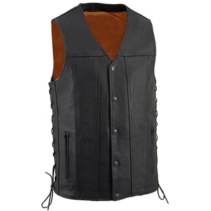 Professional Men's High Quality Black Motorcycle Spandex/Nylon Vest Custom Label Straight Bottom Side Lace Breathable Waterproof - Product Image 1