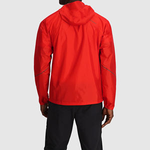 Veste coupe-vent imperméable respirante à col montant pour homme avec capuche zippée pour les sports de plein air, l'entraînement et la protection - Product Image 2