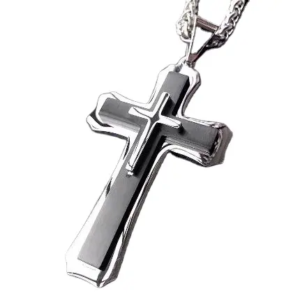 Fashion Jewelry Wholesale 2022 New Design Stainless steel Simple 3 Layer Cross Necklace Pendant for Unisex