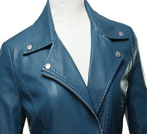 Veste de moto en cuir PU personnalisable à la mode pour femmes vente en gros tissée finie de haute qualité - Product Image 3