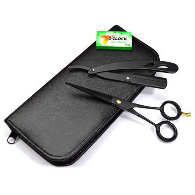 Professional 6'' Hairdressing Scissors Barber Haircutting Shear with Razor Black