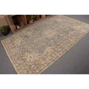 <b>Vintage</b> Turkish <b>Rug</b> Classic Beige Blue 5.2 X 8.8ft Wool Patchwork with Latex Backing for Teen Living Room Hallway Style Tabriz - Product Image 5