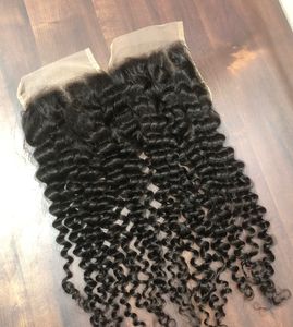 Vente en gros 100% cuticules alignées vierge 18 "crépus bouclés 4x4 fermeture en dentelle transparente extension humaine de haute qualité un donneur - Product Image 1