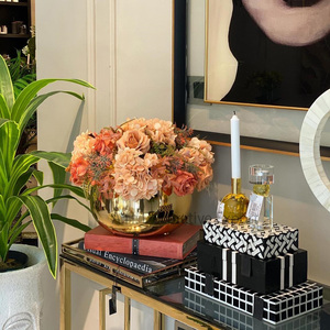 Luxury Decorative Flower <b>Vase</b> Rounded Bowl Shape With Glossy Gold Finishing & <b>Stand</b> Base for Table Decorative <b>Vase</b> for Sale - Product Image 1
