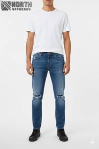 กางเกงยีนส์ขาบานสำหรับผู้ชาย14 oz กางเกงยีนส์ขาบานแบบหลวมพื้นกว้างทำจากผ้าฝ้าย100% ตามสั่ง - Product Image 6