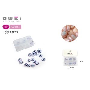 Pegatinas de uñas con forma de ojo azul y púrpura Calcomanías y accesorios en caja - Product Image 1