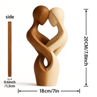 Sculpture de cœur en bois poli Art Déco, faite à la main, durable, écologique et de haute qualité, pour la Saint-Valentin, décoration de table contemporaine