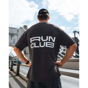 T-shirt en coton surdimensionné et épais pour les coureurs - Noir délavé - Blanc - Product Image 2