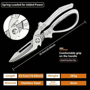 Ciseaux de cuisine en acier inoxydable 3CR, 1 pièce, ciseaux à os robustes automatiques, poignée ergonomique lisse, outil essentiel pour la maison, usage intensif - Product Image 3