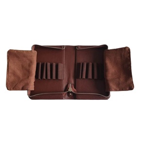Organizador con cremallera para bolígrafo, suministros de oficina para lápices, estuche para el trabajo, cuero genuino, hecho a mano, marrón - Product Image 1